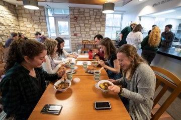 Students eating at Spartacus Cafe